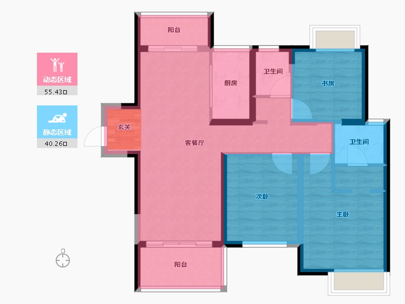 广东省-惠州市-新力帝泊湾-85.00-户型库-动静分区