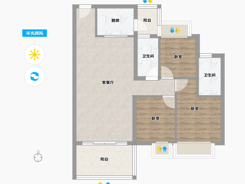 广东省-佛山市-盛凯尚城-73.11-户型库-采光通风