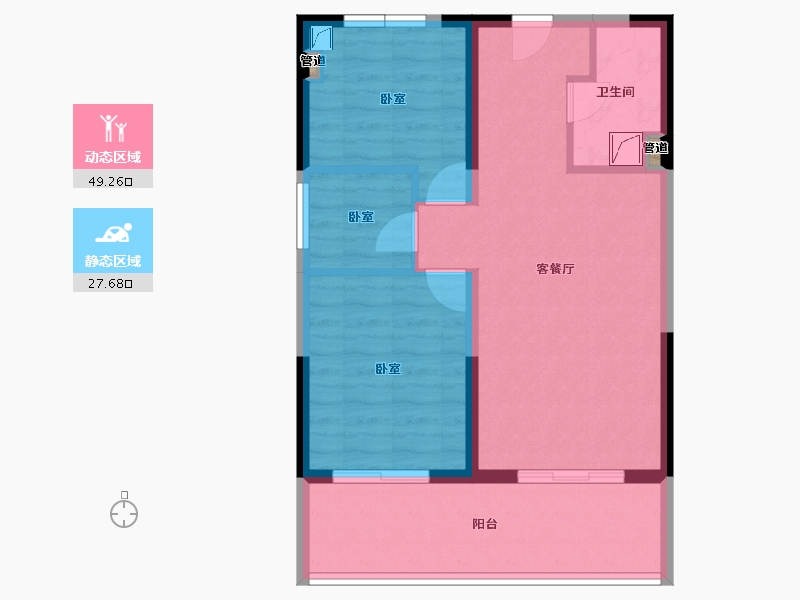 广东省-阳江市-碧桂园月亮湾-68.82-户型库-动静分区