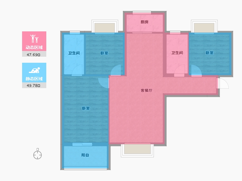 湖北省-孝感市-迎宾花城-87.69-户型库-动静分区