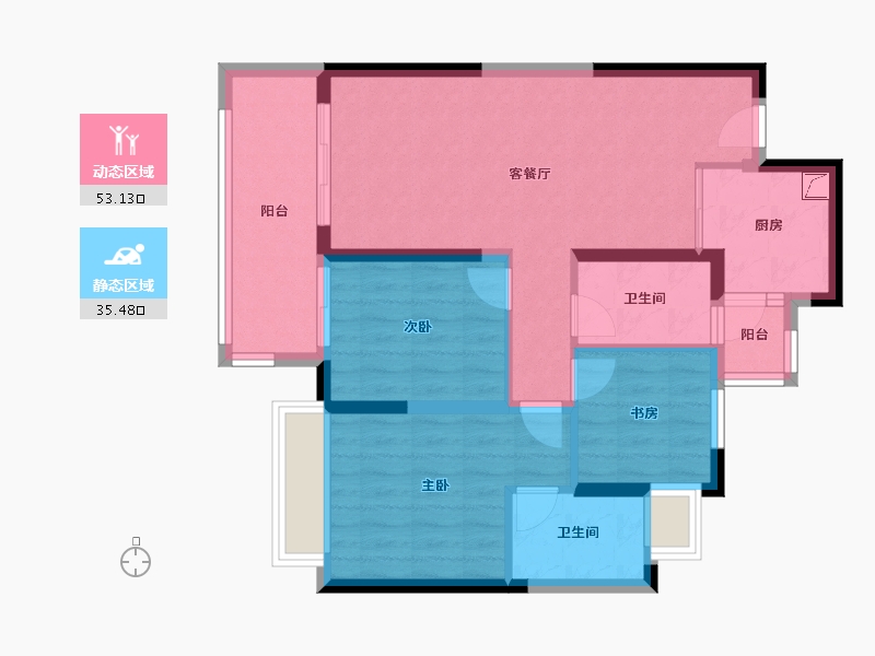 云南省-昆明市-中海寰宇天下-78.62-户型库-动静分区