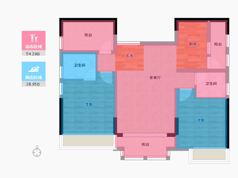 湖南省-长沙市-恒大奥苑-73.65-户型库-动静分区