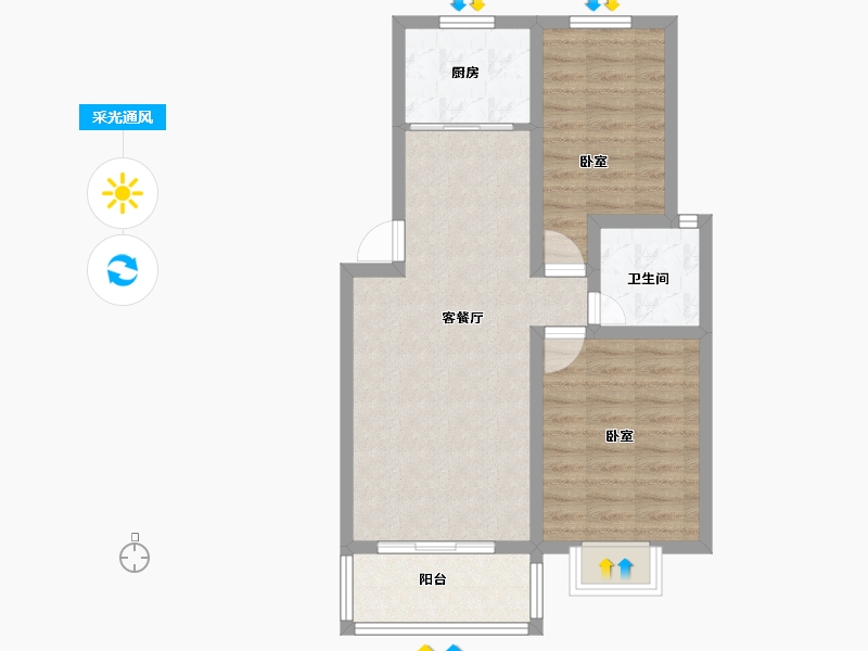 湖北省-孝感市-大悟山水星城-64.00-户型库-采光通风