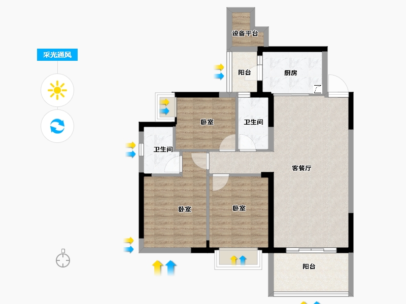 湖南省-衡阳市-银泰红城6~9期-90.00-户型库-采光通风