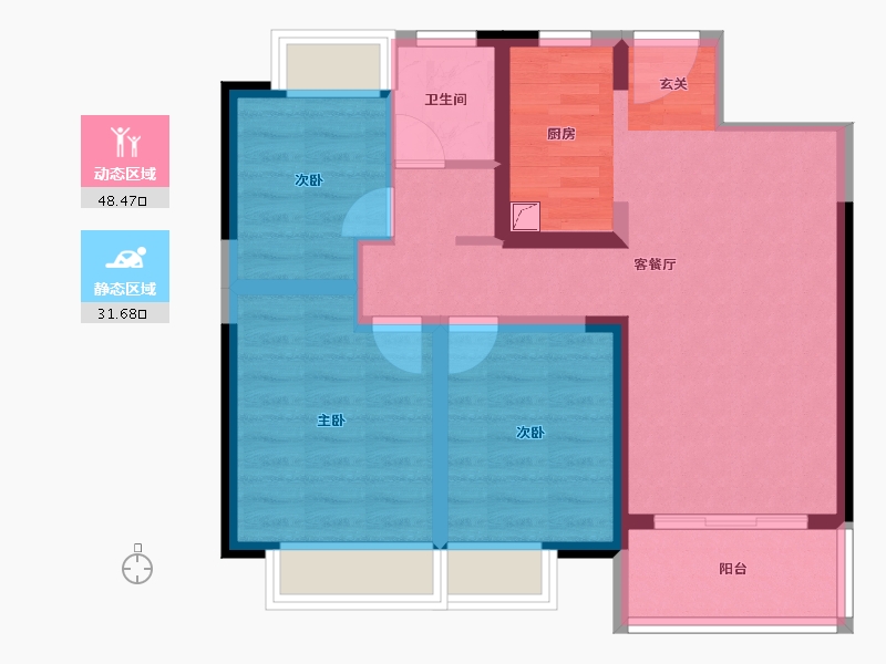 广东省-惠州市-新力珑湾-70.78-户型库-动静分区