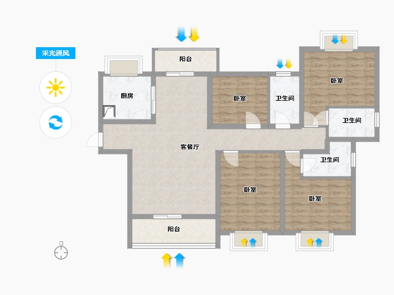 广东省-汕尾市-瑞城花园-110.03-户型库-采光通风