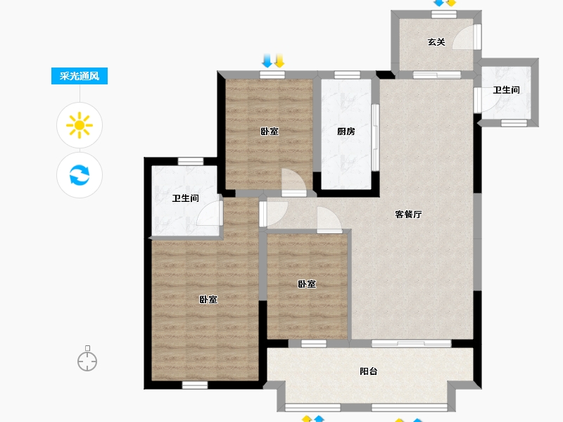 湖南省-岳阳市-万象瑞城-94.30-户型库-采光通风