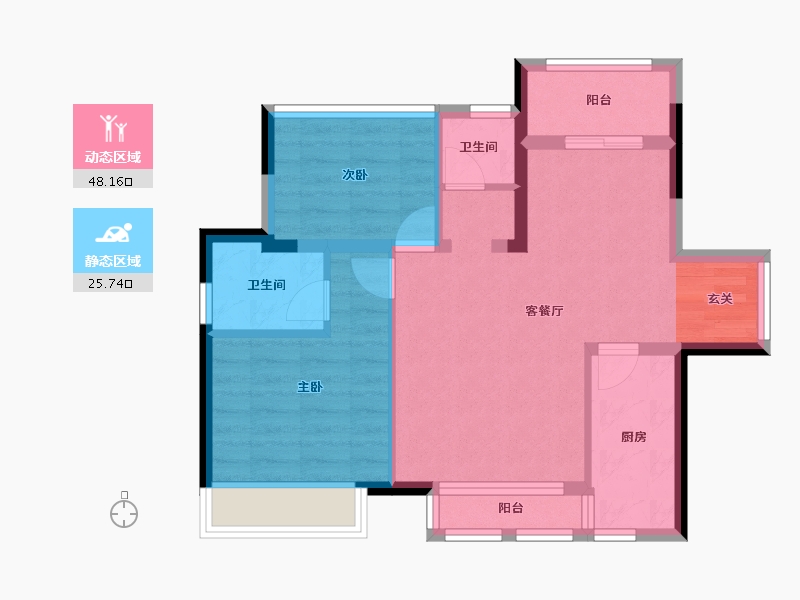 湖南省-长沙市-恒大奥苑-65.87-户型库-动静分区