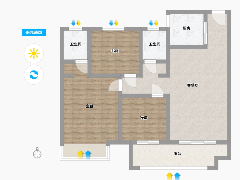 山东省-枣庄市-天樾府-87.80-户型库-采光通风