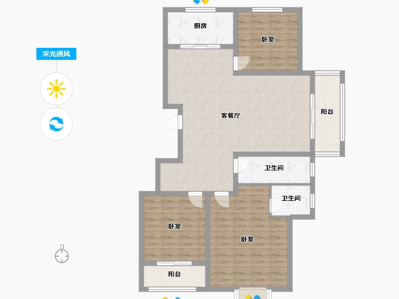 山东省-淄博市-西城华府-113.02-户型库-采光通风