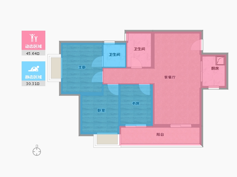 广东省-惠州市-瀚柏青柠时代-67.16-户型库-动静分区