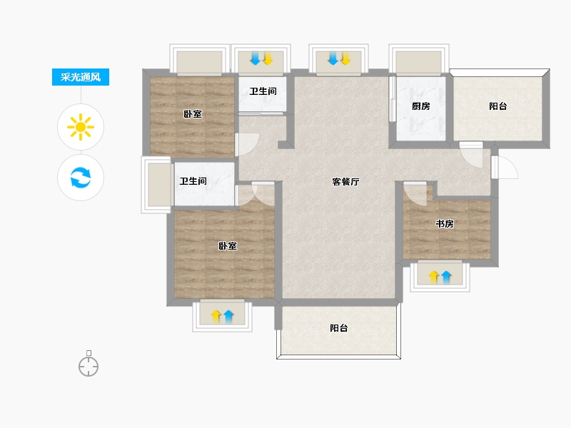 广东省-惠州市-香树御园-81.54-户型库-采光通风