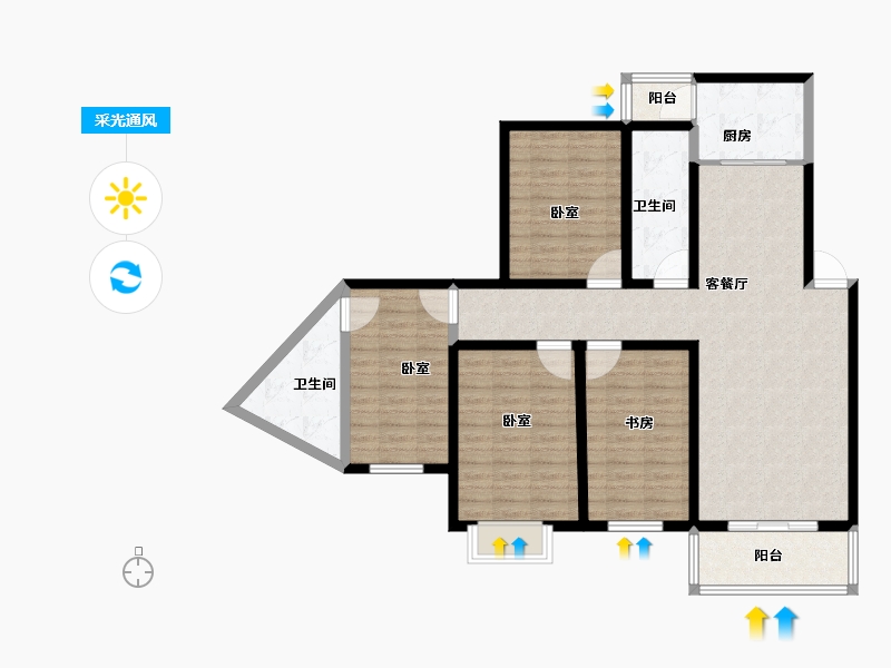 湖北省-孝感市-大悟山水星城-111.01-户型库-采光通风