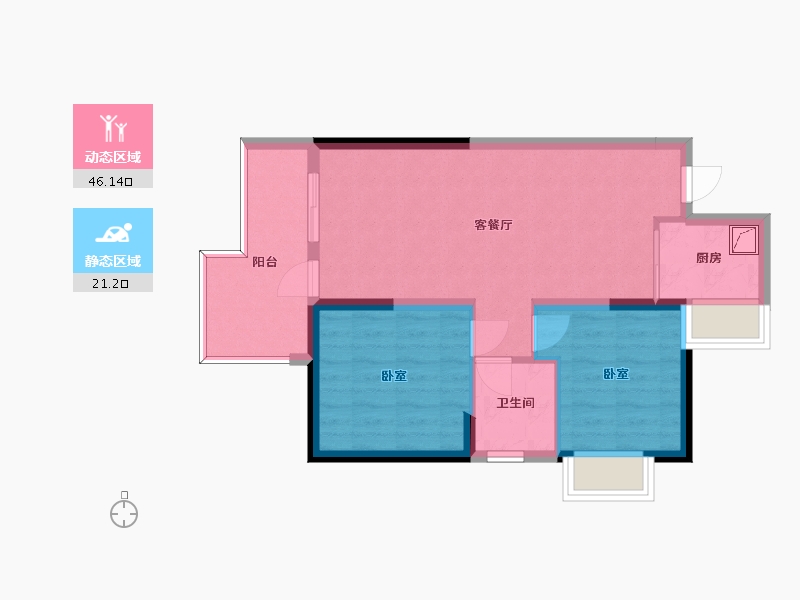 广东省-惠州市-瀚柏青柠时代-60.09-户型库-动静分区