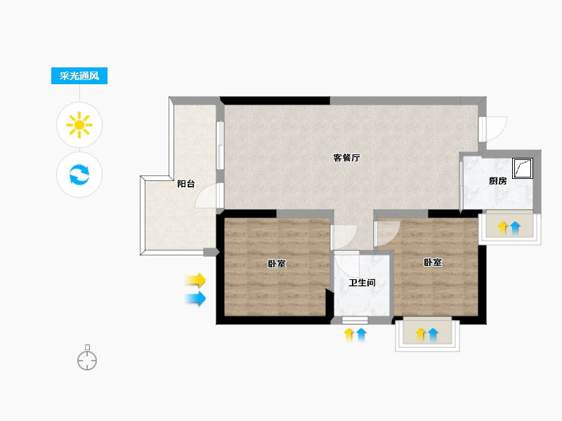 广东省-惠州市-瀚柏青柠时代-60.09-户型库-采光通风