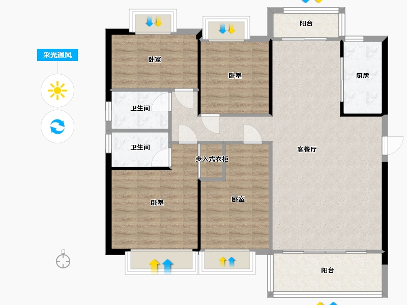 湖南省-衡阳市-常宁碧桂园-107.54-户型库-采光通风