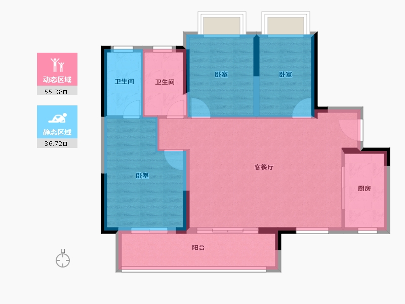 广东省-惠州市-海伦堡海伦璟园-83.08-户型库-动静分区