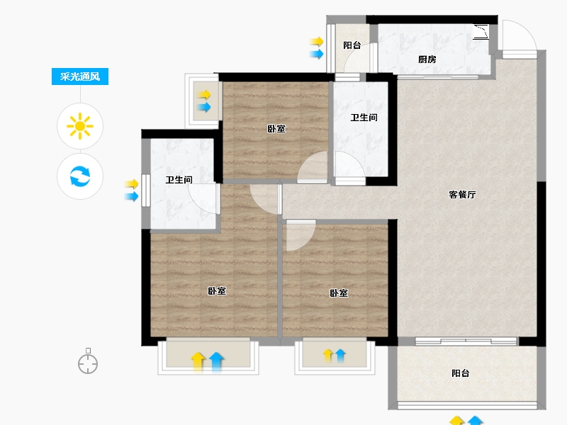 湖南省-衡阳市-银泰红城6~9期-90.00-户型库-采光通风