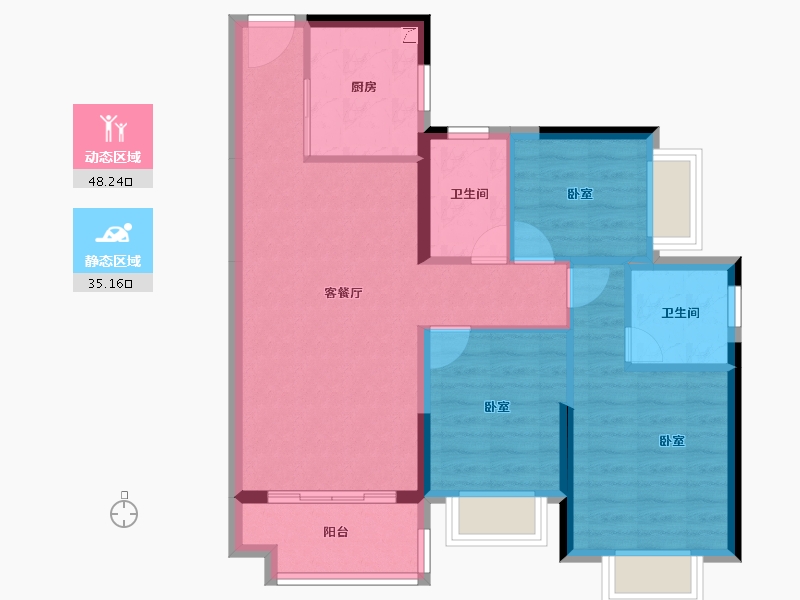 广东省-惠州市-海伦堡海伦璟园-74.46-户型库-动静分区