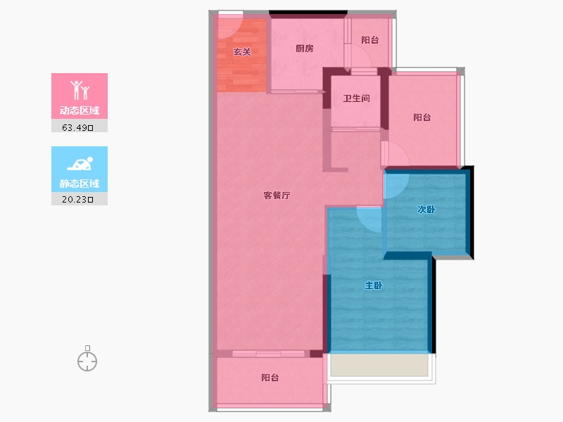 广东省-惠州市-碧桂园紫台-74.40-户型库-动静分区