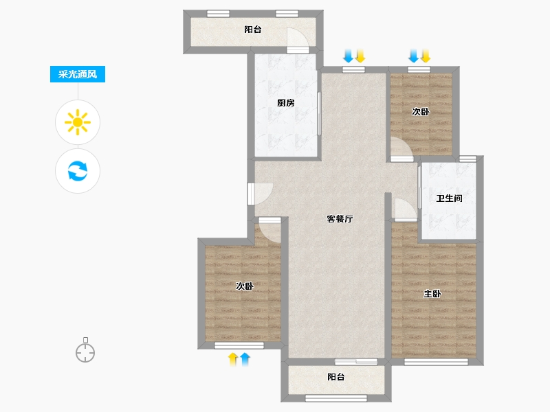 山东省-烟台市-祥和苑棠樾-90.00-户型库-采光通风