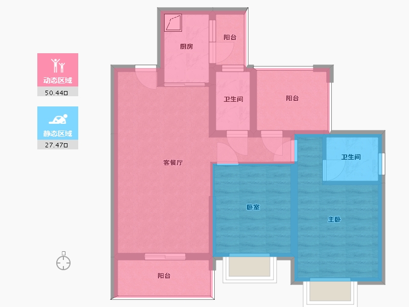 广东省-惠州市-瀚柏青柠时代-68.37-户型库-动静分区