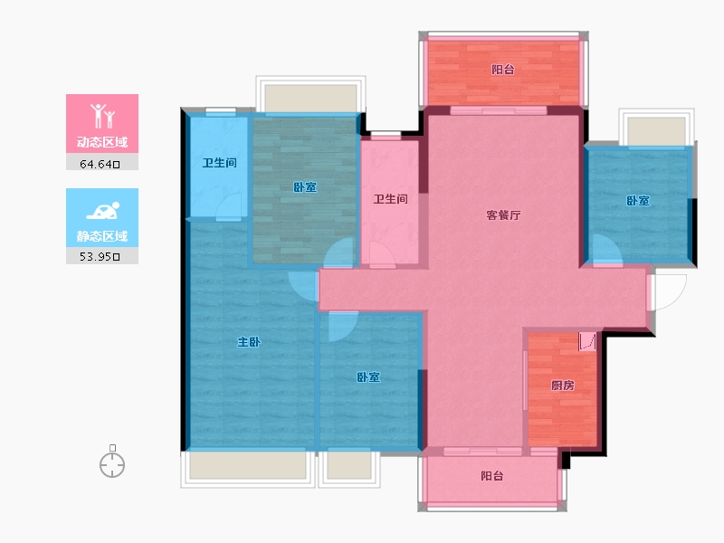 广西壮族自治区-贺州市-龙光玖誉湖-106.56-户型库-动静分区