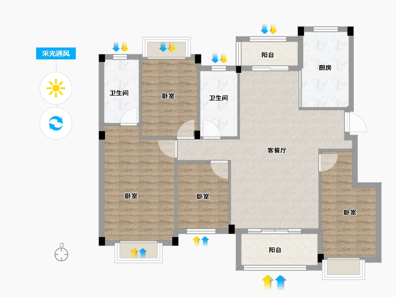 湖南省-衡阳市-衡阳罗马都市-113.93-户型库-采光通风