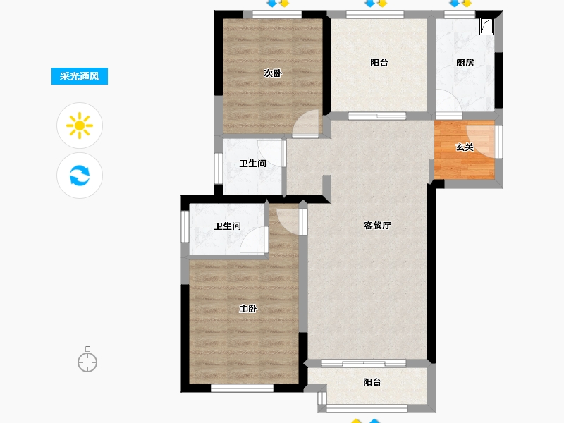 湖南省-长沙市-绿地新都会-77.20-户型库-采光通风