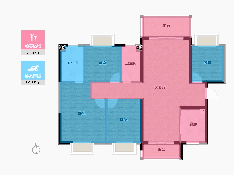 广东省-惠州市-珑悦锦云花园-102.46-户型库-动静分区