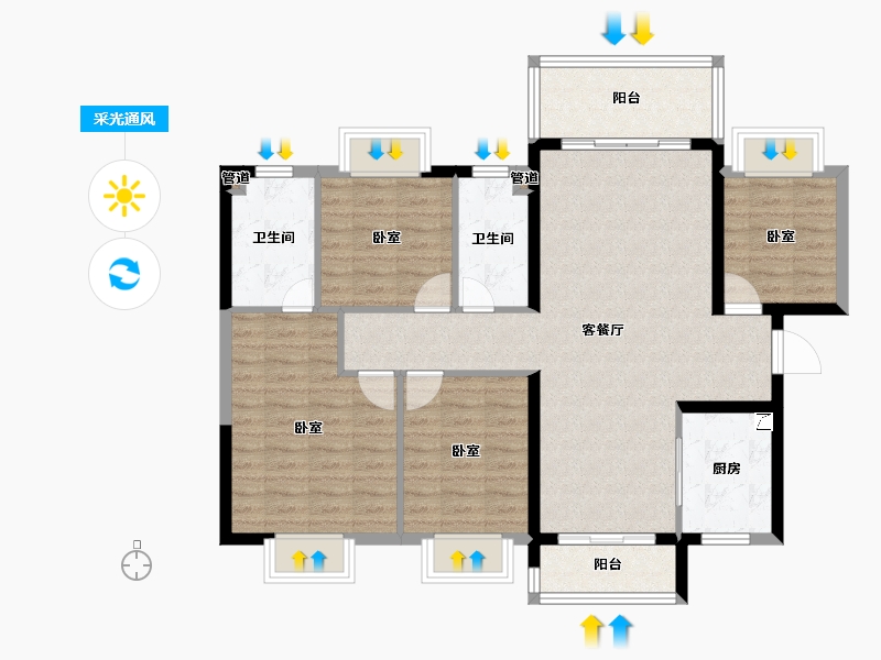 广东省-惠州市-珑悦锦云花园-102.46-户型库-采光通风