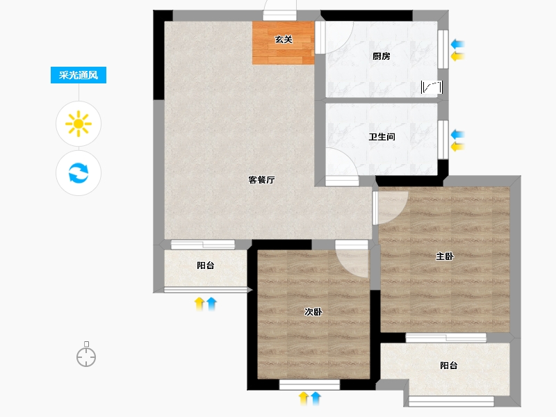 湖南省-长沙市-绿地新都会-55.16-户型库-采光通风