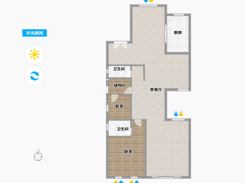 广东省-广州市-珠光流溪御景-137.43-户型库-采光通风