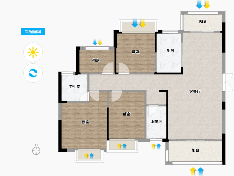 湖南省-邵阳市-仁为峰邵东壹号-108.91-户型库-采光通风