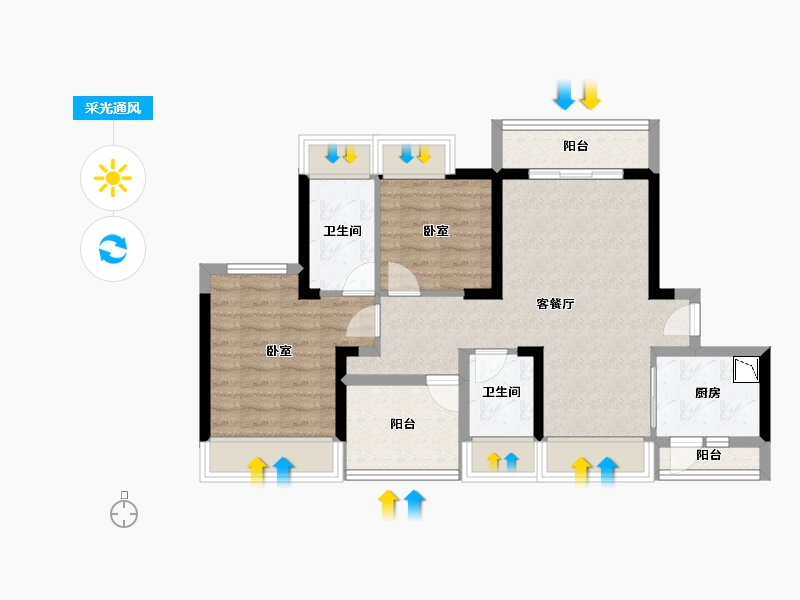 广东省-深圳市-香莎公馆-71.08-户型库-采光通风