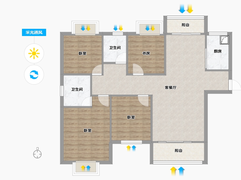 湖南省-长沙市-日盛湖湘花苑住宅-97.72-户型库-采光通风