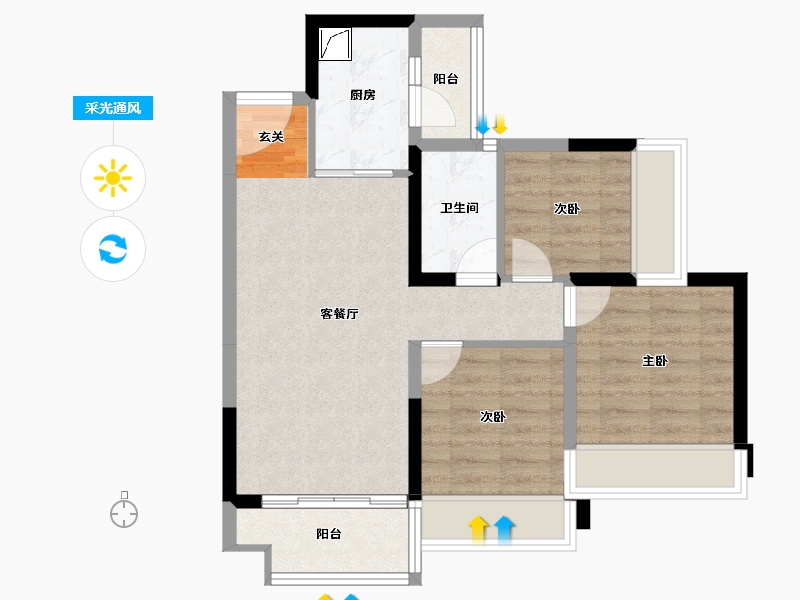 广东省-惠州市-星河荣域-65.01-户型库-采光通风