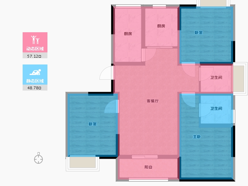 江苏省-苏州市-巴黎春天-94.01-户型库-动静分区