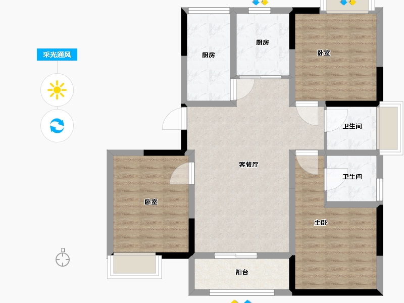 江苏省-苏州市-巴黎春天-94.01-户型库-采光通风