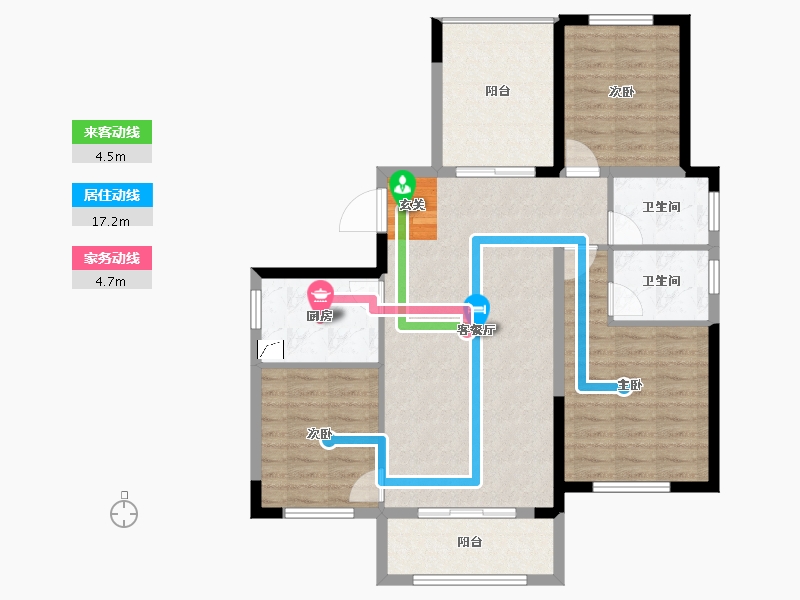 湖南省-长沙市-绿地新都会-96.35-户型库-动静线