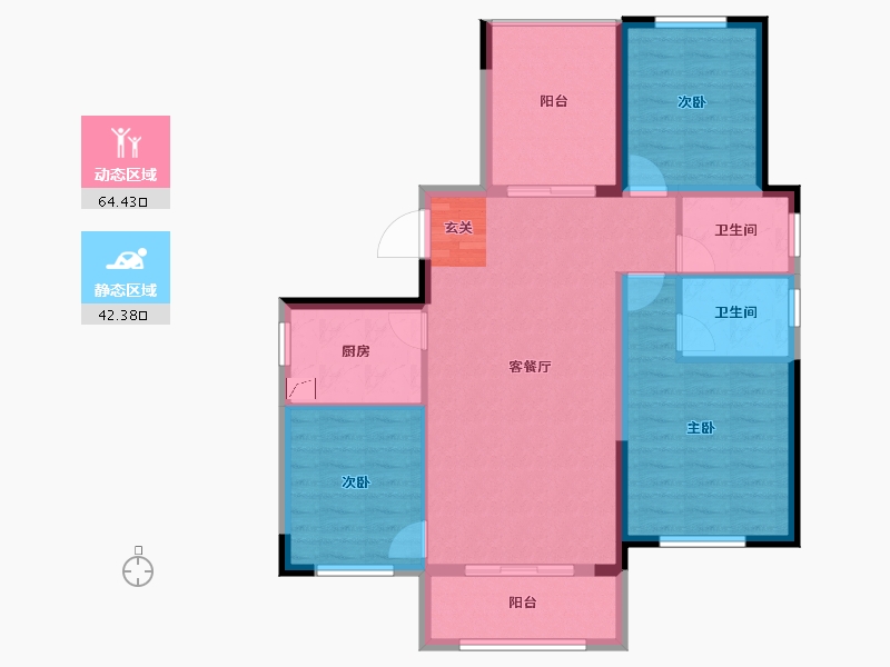 湖南省-长沙市-绿地新都会-96.35-户型库-动静分区