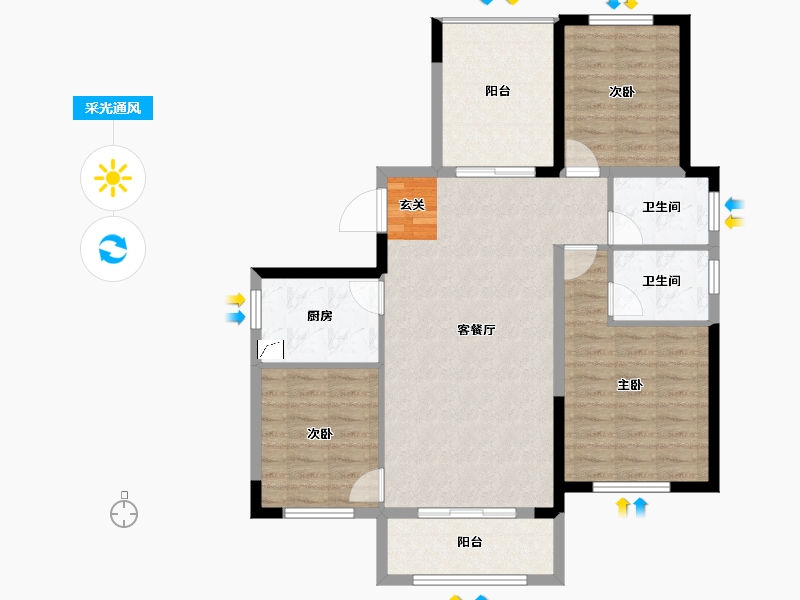 湖南省-长沙市-绿地新都会-96.35-户型库-采光通风