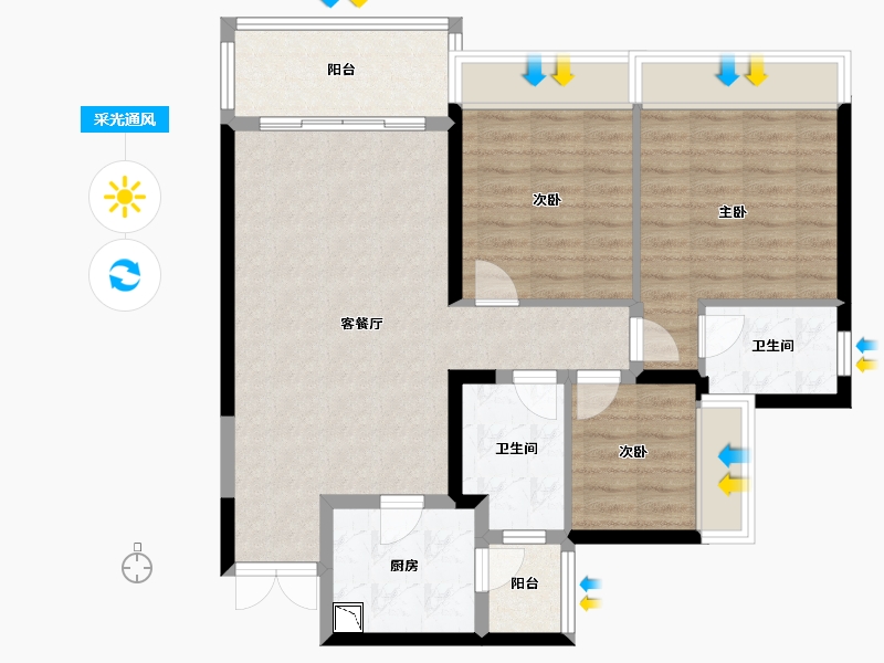 四川省-成都市-招商大魔方玺悦轩-88.23-户型库-采光通风