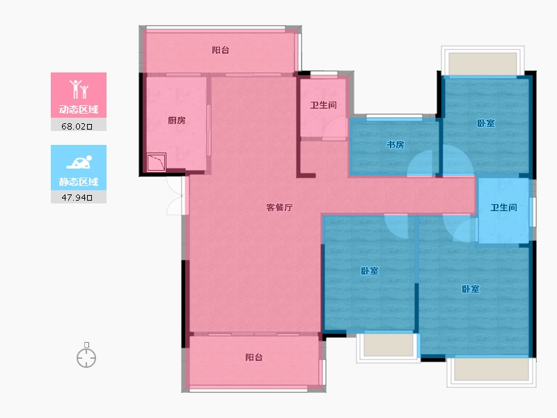 湖南省-邵阳市-仁为峰邵东壹号-105.11-户型库-动静分区