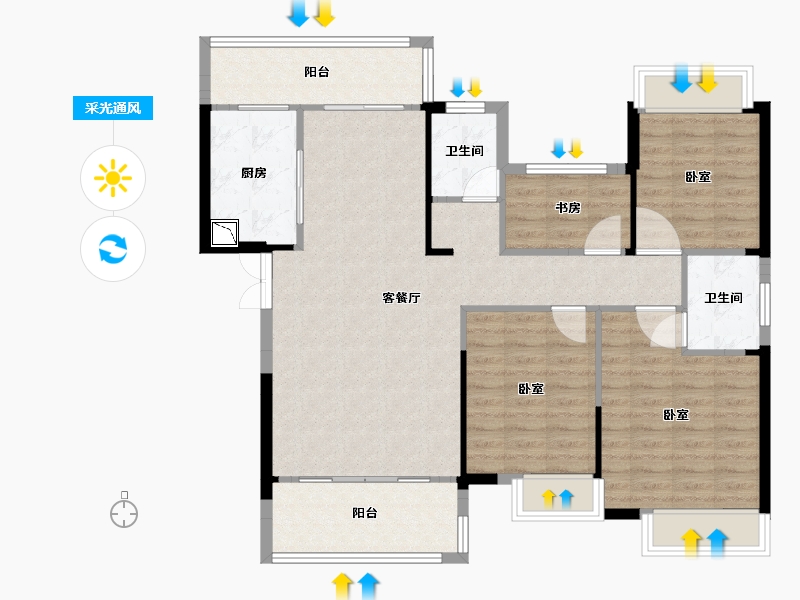 湖南省-邵阳市-仁为峰邵东壹号-105.11-户型库-采光通风