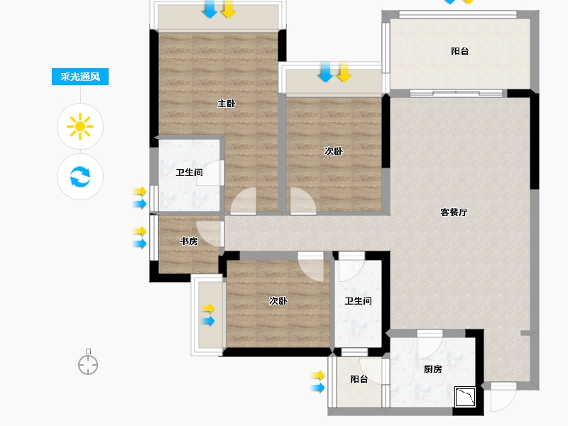 四川省-成都市-招商大魔方玺悦轩-101.64-户型库-采光通风