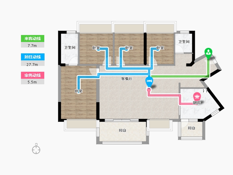 广东省-阳江市-东湖御苑-103.66-户型库-动静线