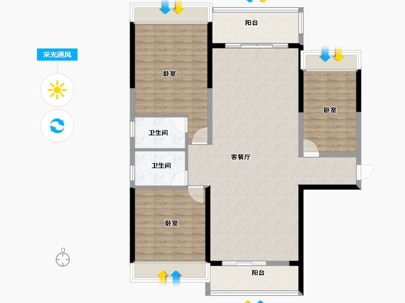 广东省-阳江市-凯旋华府-118.98-户型库-采光通风