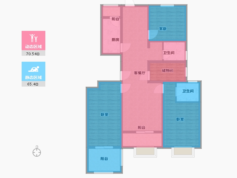 江苏省-苏州市-巴黎春天-121.01-户型库-动静分区