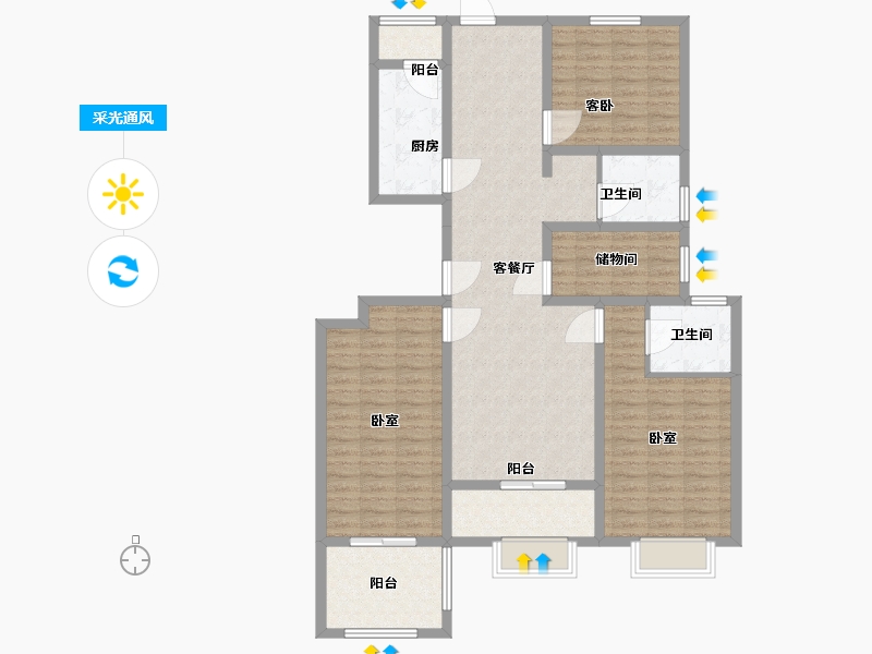 江苏省-苏州市-巴黎春天-121.01-户型库-采光通风